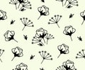 Flowers, floristics, floweret and floral, seamless vector background and pattern Royalty Free Stock Photo