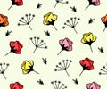 Flowers, floristics, floweret and floral, seamless vector background and pattern Royalty Free Stock Photo