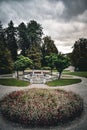 Flowers and Fountain of Tivoli Park - Ljubljana, Slovenia Royalty Free Stock Photo