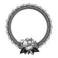 Flowers frame circle , vector illistration hand drawn Royalty Free Stock Photo