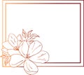 Flowers frame, flowers drawing and sketch with line-art on white backgrounds