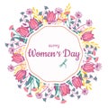 Flowers, frame, postcard. lovely happy women`s day. international celebration. background