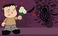 Flowers frankenstein cartoon halloween background