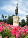 Flowers in Front of a Stefan Cel Mare Statue in Moldova - MOLDOVA
