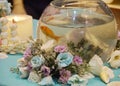 Flowers and gold fish
