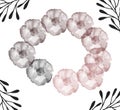 Flowers on a gradient knocked out a circle on a white background. romantic floral pattern on a white background Royalty Free Stock Photo