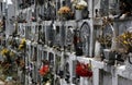 Flowers on the graves in the Cementerio De Mompox in Santa Cruz de Mompox, Colombia