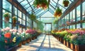 flowers in a greenhouse. glassed flower shop