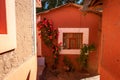 Flowers growing against a Peruvian home