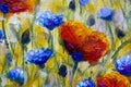Painting flower modern colorful wild flowers canvas abstract close paint impasto oil
