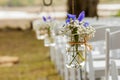 Flowers hanging in mason jar