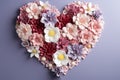 Flowers in heart shape with copy space Card for Mothers day, 8 March, Happy Easter. Waiting for spring Royalty Free Stock Photo