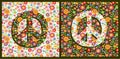 Flowers hippie colorful fashion wallpapers with peace symbol variation