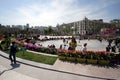 Flowers holiday in Winter Boulevard park in Baku city Royalty Free Stock Photo