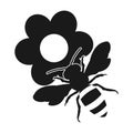 On the flowers. honey bee. flat design icon