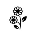 Black solid icon for Flowers, bloom and smelling Royalty Free Stock Photo