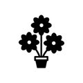 Black solid icon for Flowers, bloom and garden