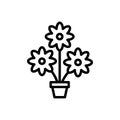 Black line icon for Flowers, bloom and garden