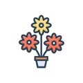 Color illustration icon for Flowers, bloom and garden