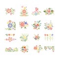 Flowers Icon Set in Trendy Flat Style Royalty Free Stock Photo