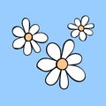 Flowers icon. Simple outline color vector illustration clip art in doodle flat style, isolated on white background Royalty Free Stock Photo