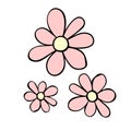 Flowers icon. Simple outline color vector illustration clip art in doodle flat style, isolated on white background Royalty Free Stock Photo