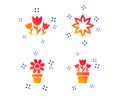 Flowers icons. Bouquet of roses symbol. Vector Royalty Free Stock Photo