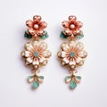 Flowers Inspired Earrings By Carlo Colletti - Hand-painted Details - Light Pink And Light Emerald Royalty Free Stock Photo