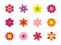 Flowers isolated on white background. Set of colorful floral icons. Flowers in flat dasing style. Vector Illustration Royalty Free Stock Photo