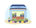 Flowers kiosk 2D vector web banner, poster Royalty Free Stock Photo