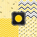 Flowers leaves and chevron black white yellow gray