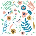 Flowers and leaves graphic. Floral Design elements