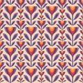 Flowers and leaves. Mid-century modern art vector background. Abstract geometric seamless pattern. Decorative ornament in retro vi