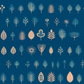 Flowers, leaves and plants pattern ion blue color.Pencil, hand drawn botanical seamless pattern Royalty Free Stock Photo