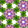 Flowers And Leaves Seamless pattern Design . White Background Royalty Free Stock Photo