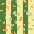 Flowers leaves with stripes repeat pattern design.