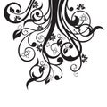 Flowers, leaves and swirls silhouette in black Royalty Free Stock Photo