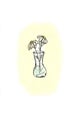 Flowers with leaves in a vase graphic drawing with watercolor elements