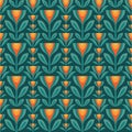 Flowers leaves vector background. Mid-century modern geometric seamless pattern. Decorative ornament in retro vintage design style Royalty Free Stock Photo