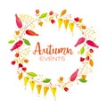 Flowers and leaves vector wreath