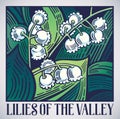 Flowers lilies of the valley in graphic style