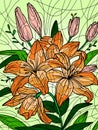 Flowers lilium. Color book antistress for children and adults. Zen-tangle style.