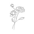 Flowers in line art style. Hand drawn simple botanical bouquet. Vector illustration.