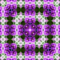 Flowers lines and square, pattern from tiles and border in violet, green and lilas