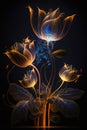 flowers with Luminous Lights black background, led backlight art photos