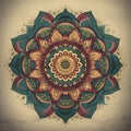 Flowers mandala, retro ethnic design