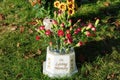 Flowers in Memoriam stone Royalty Free Stock Photo