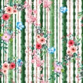 Flowers at monochrome striped background. Royalty Free Stock Photo