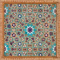Flowers Motif in Islamic Iranian Pattern made of Tiles and Bricks Royalty Free Stock Photo