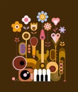 Flowers and Musical Instruments